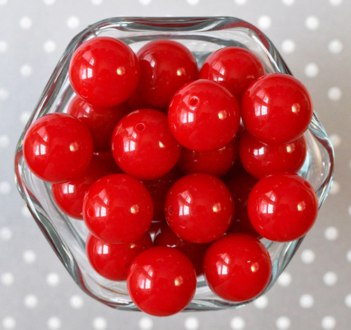 20mm Dark red solid chunky bubblegum beads