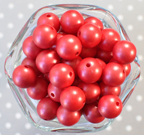 16mm Red Matte bubblegum beads