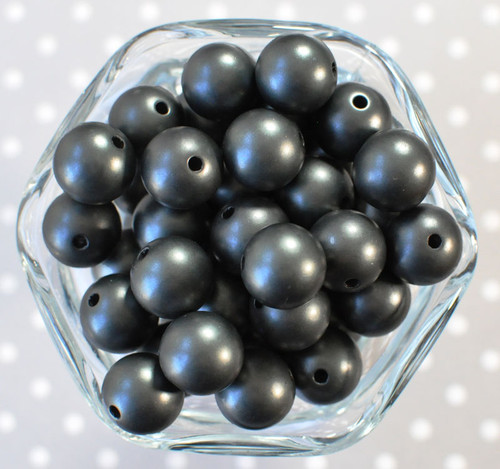 16mm Black Matte bubblegum beads