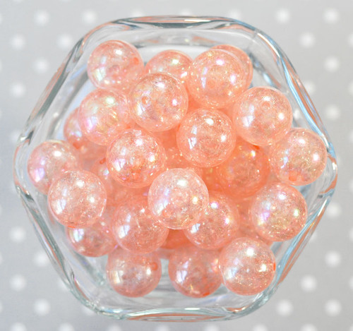 16mm Peach Crackle bubblegum beads