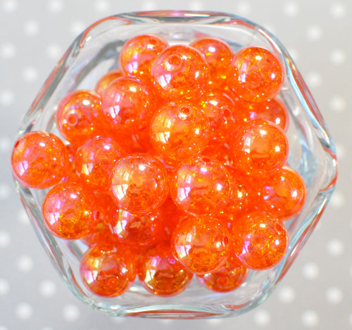 16mm Orange Crackle bubblegum beads