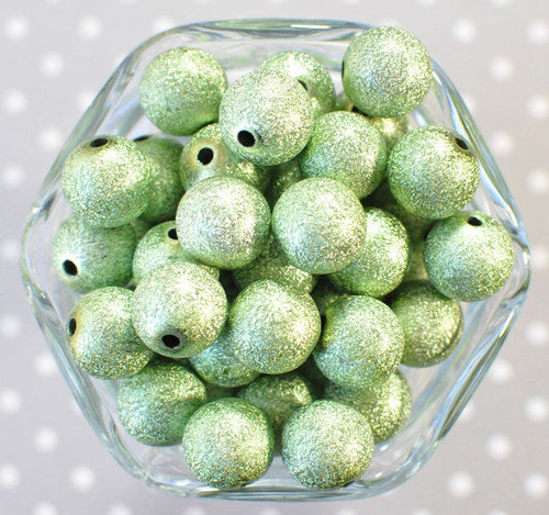 16mm Spring green Stardust bubblegum beads