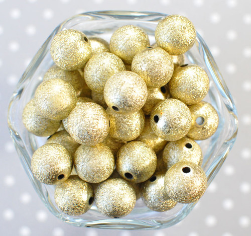 16mm Yellow gold Stardust acrylic foil bubblegum beads