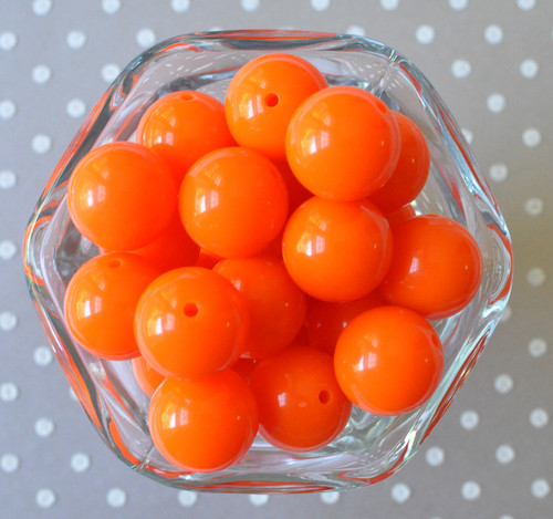 20mm Orange solid chunky bubblegum beads