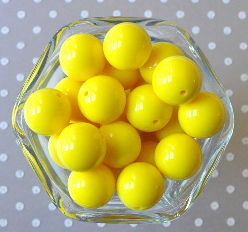 20mm Lemon yellow solid chunky bubblegum beads