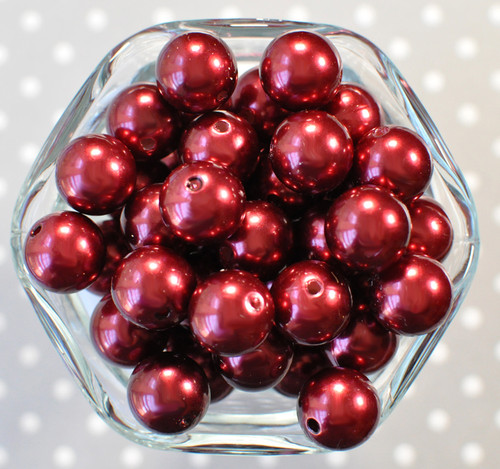 16mm Burgundy pearl bubblegum beads