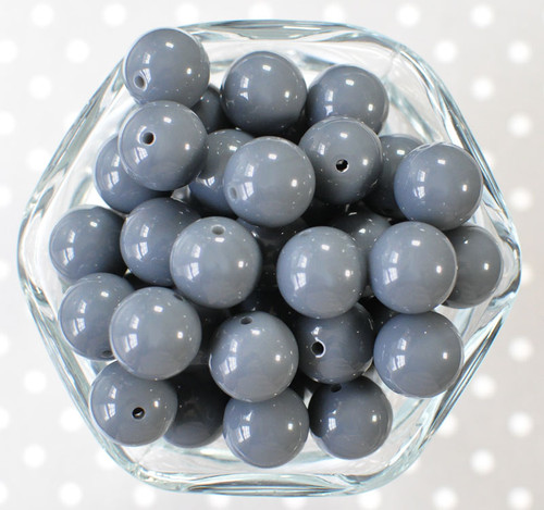 16mm Dark Grey solid bubblegum beads