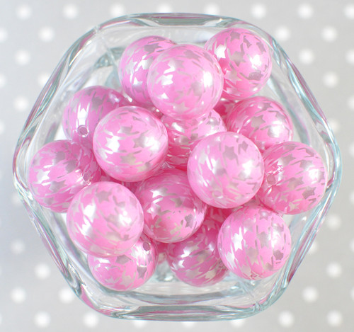 20mm Pink houndstooth bubblegum beads