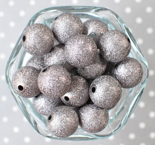 Wholesale 20mm Grey Stardust bubblegum beads 100pc