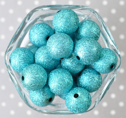 Wholesale 20mm Bright Turquoise Stardust bubblegum beads 100pc