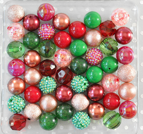 Christmas Carol bubblegum bead bulk mix