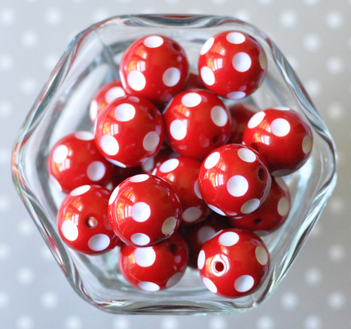 20mm Red polka dot chunky bubblegum beads