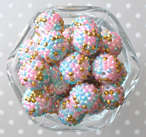 20mm Baby Pink confetti AB rhinestone bubblegum beads