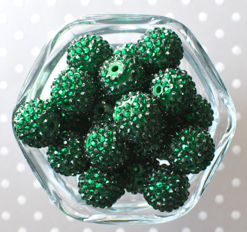 20mm Dark green rhinestone bubblegum beads