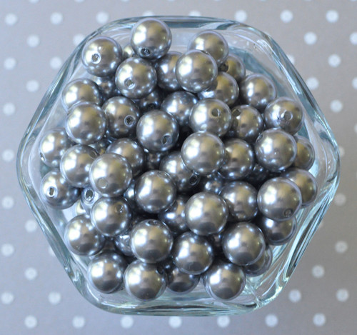 12mm Grey pearl small chunky bubblegum beads