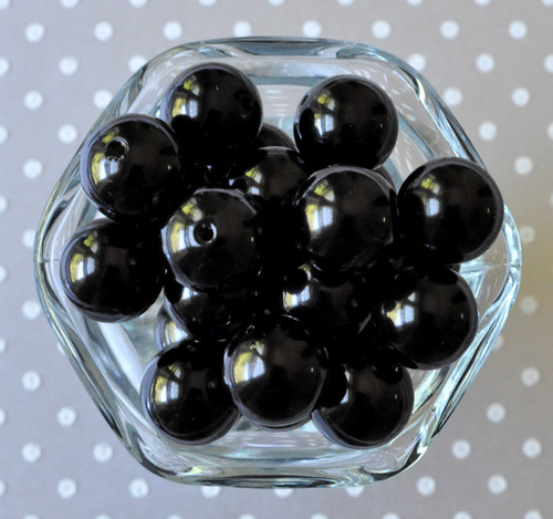 20mm Black pearl bubblegum beads for chunky necklaces