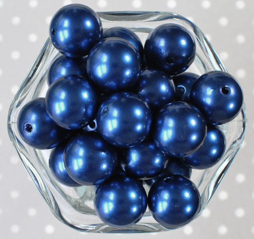 20mm Bright navy pearl bubblegum beads