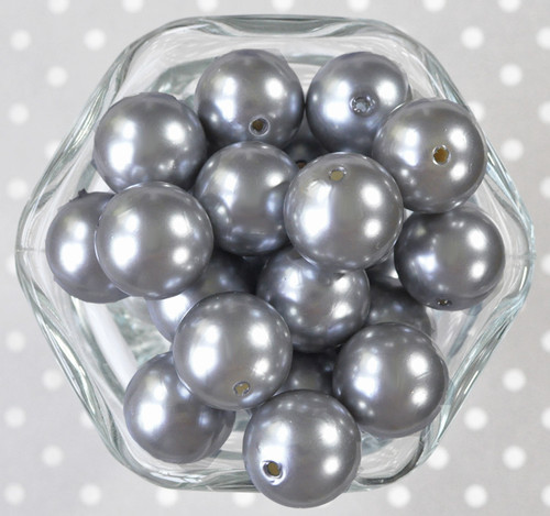 20mm Grey pearl bubblegum beads