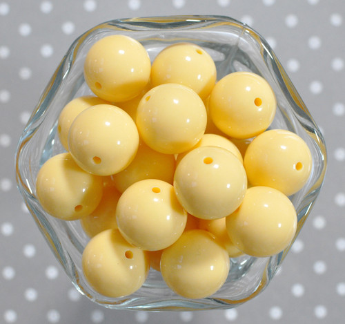 20mm Banana yellow solid bubblegum beads
