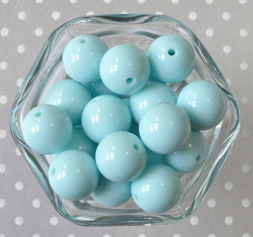 Light blue 20mm solid colored bubblegum beads