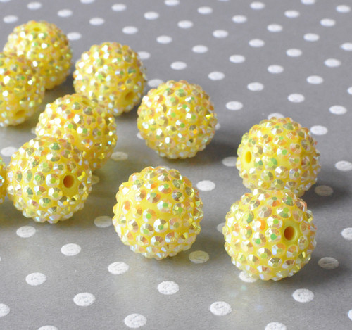 20mm Yellow AB rhinestone bubblegum beads wholesale