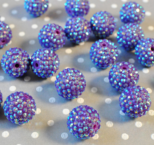 20mm Sugar plum purple AB rhinestone bubblegum beads