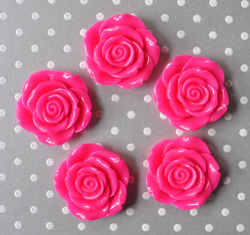 42mm Shocking pink resin flower beads wholesale