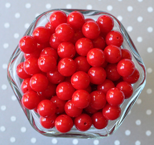 12mm Red solid bubblegum beads