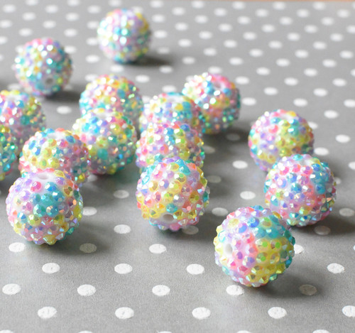 20mm Easter confetti AB rhinestone bubblegum beads