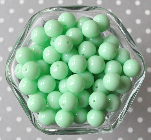 12mm Mint fizz green solid small bubblegum beads in bulk