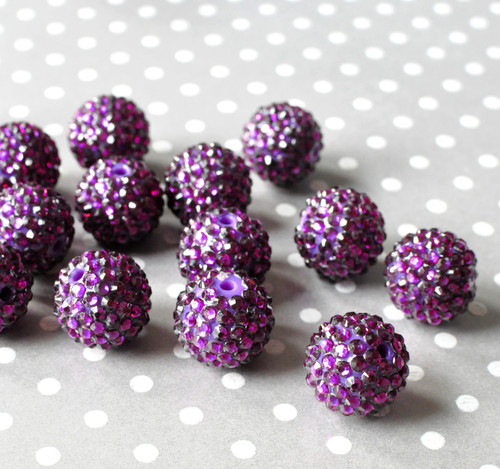 20mm Purple berry rhinestone bubblegum beads