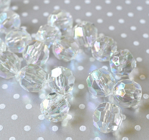 20mm Clear AB faceted bubblegum beads