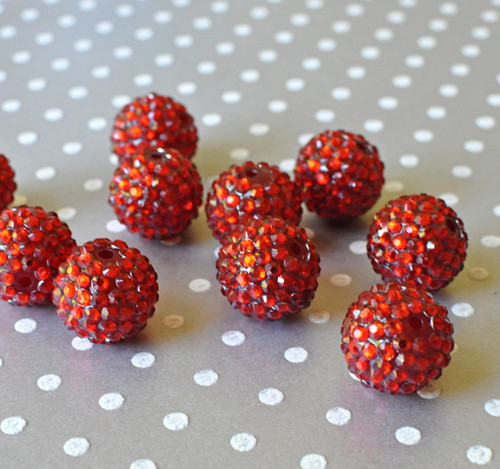 Wholesale 20mm Red rhinestone chunky beads - 100 piece