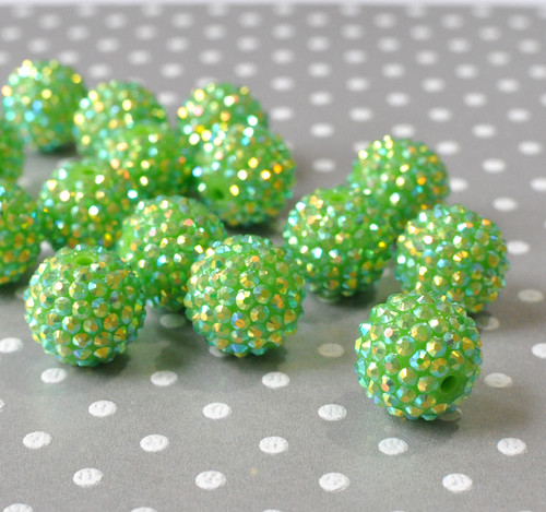 Wholesale 20mm Lime green AB rhinestone chunky beads - 100 piece