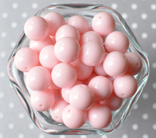 16mm Light pink solid chunky bubblegum beads