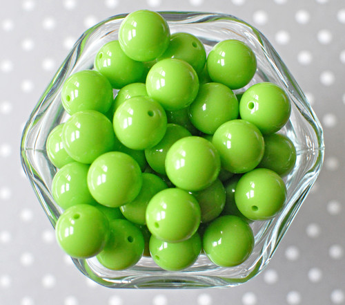 16mm Lypple lime green solid bubblegum beads