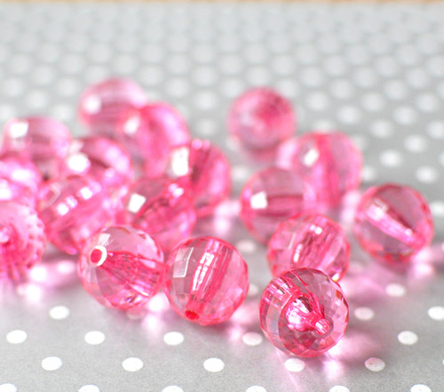 20mm Shocking pink disco faceted bubblegum beads