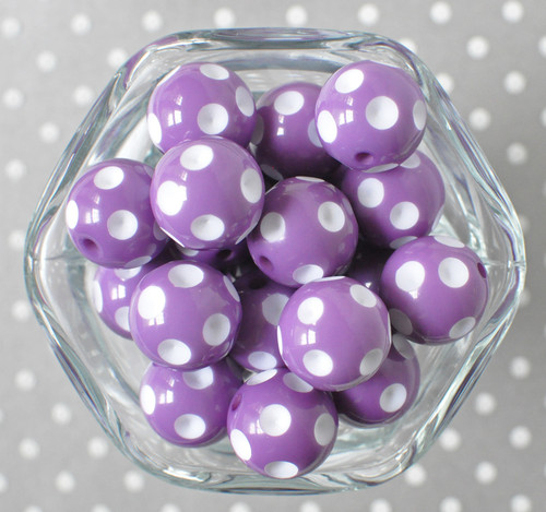 Dark Orchid polka dot bubblegum beads for children's jewelry