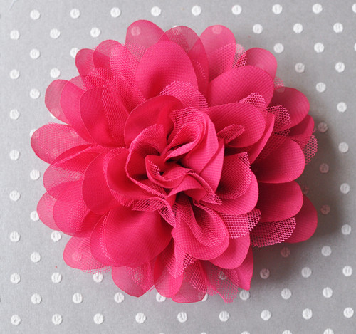 5" Shocking pink - Chiffon and mesh fabric flower