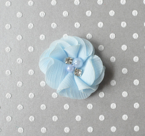 2" Cornflower blue - Jeweled chiffon flower