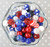 12mm Red, white, and blue bubblegum bead mix