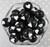 20mm Black with white heart printed bubblegum beads