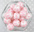20mm Pink triple heart printed bubblegum beads