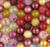 Cranberry and Gold bubblegum holiday bead bulk mix Cranberry and Gold bubblegum holiday bead bulk mix