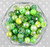 12mm Green variety mix bubblegum beads