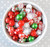 16mm Peppermint Christmas bubblegum beads mix