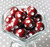 Cranberry red polka dot 20mm chunky plastic beads