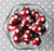 Cranberry red polka dot 20mm bubblegum beads