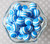 16mm Azure blue striped bubblegum beads