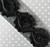 2.5" shabby chiffon flower trim Black